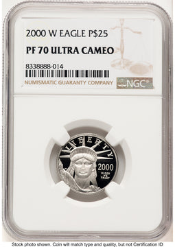 2000-W Proof Platinum Eagle 1/4 oz Brown Label NGC PF70 (774632007)