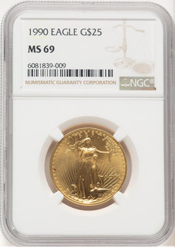 1990 Gold Eagle 1/2 oz Brown Label NGC MS69