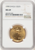 1990 Gold Eagle 1/2 oz Brown Label NGC MS69