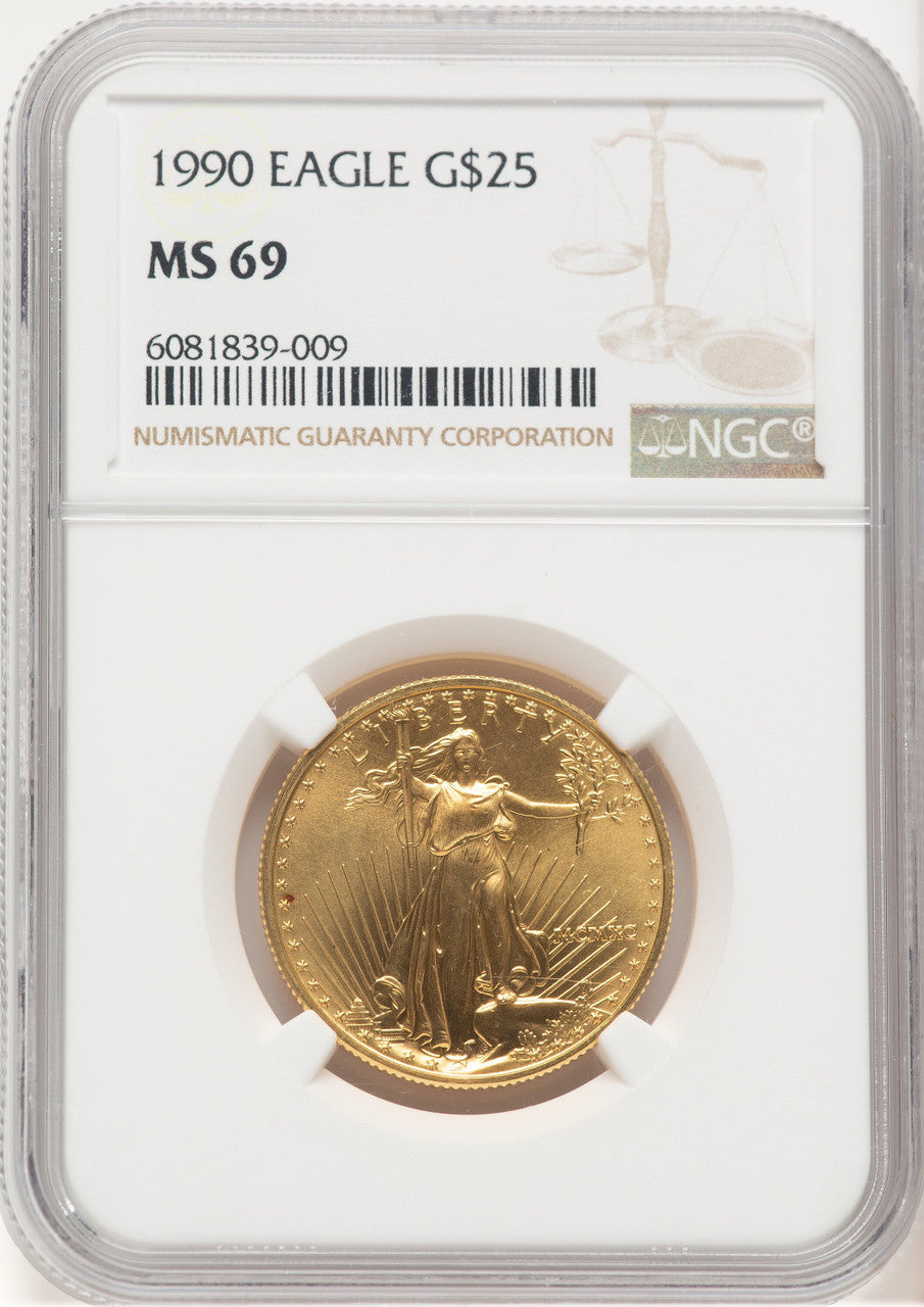 1990 Gold Eagle 1/2 oz Brown Label NGC MS69