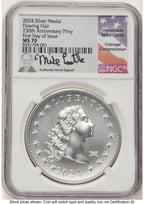 2024-(P) Silver 230th Anniversary Flowing Hair Medal Privy Mark FDI Mike Castle Modern Commemoratives NGC MS70