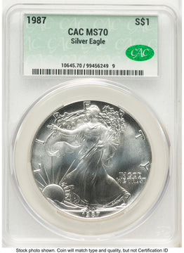 1987 Silver Eagle Non Designation CACG MS70