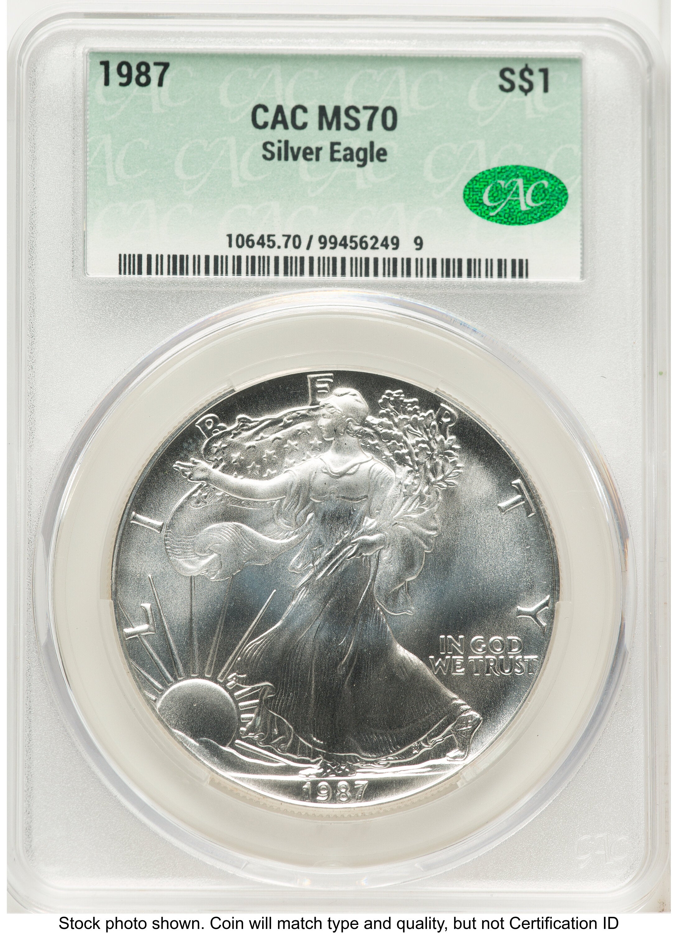1987 Silver Eagle Non Designation CACG MS70