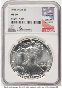 1988 Silver Eagle John NGC MS70 Mercanti