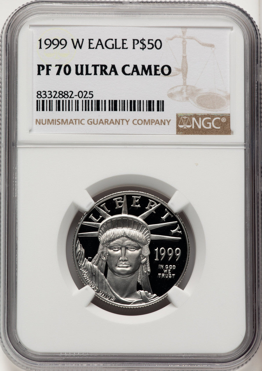 1999-W Proof Platinum Eagle 1/2 oz Brown Label NGC PF70