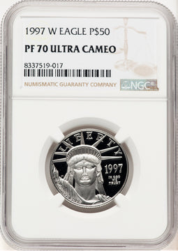 1997-W Proof Platinum Eagle 1/2 oz Brown Label NGC PF70