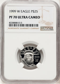1999-W Proof Platinum Eagle 1/4 oz Brown Label NGC PF70