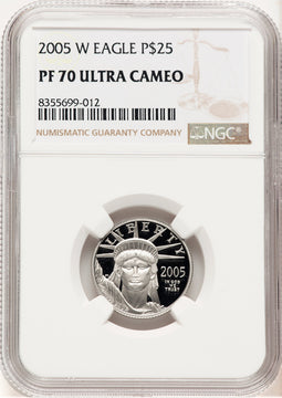 2005-W Proof Platinum Eagle 1/4 oz Brown Label NGC PF70