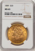 1889 $20 Liberty Double Eagle NGC MS63