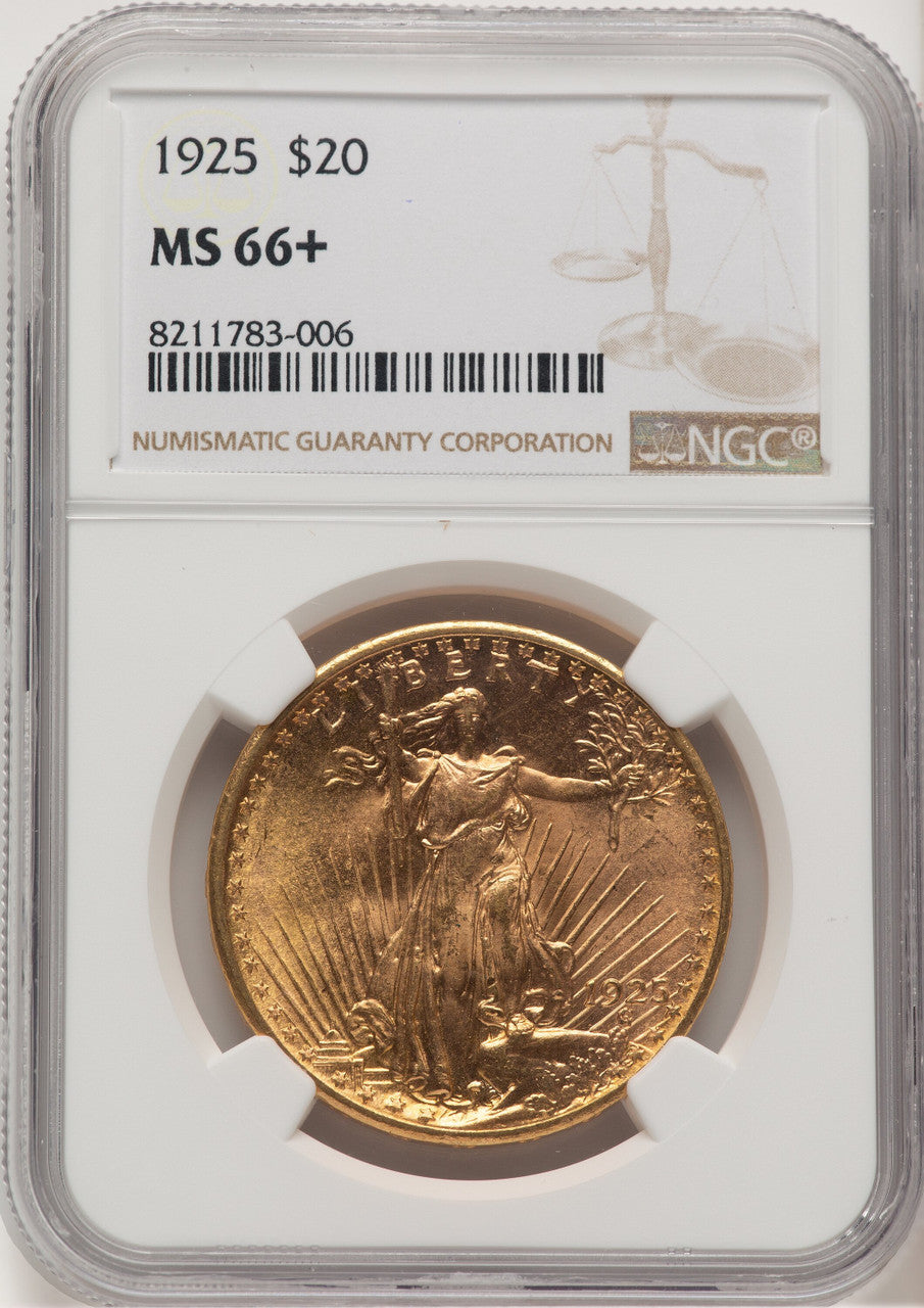 1925 $20 Saint-Gaudens Double Eagle NGC MS66+ (774732016)