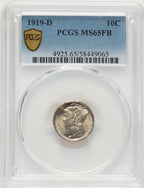 1919-D 10C FB Mercury Dime PCGS MS65