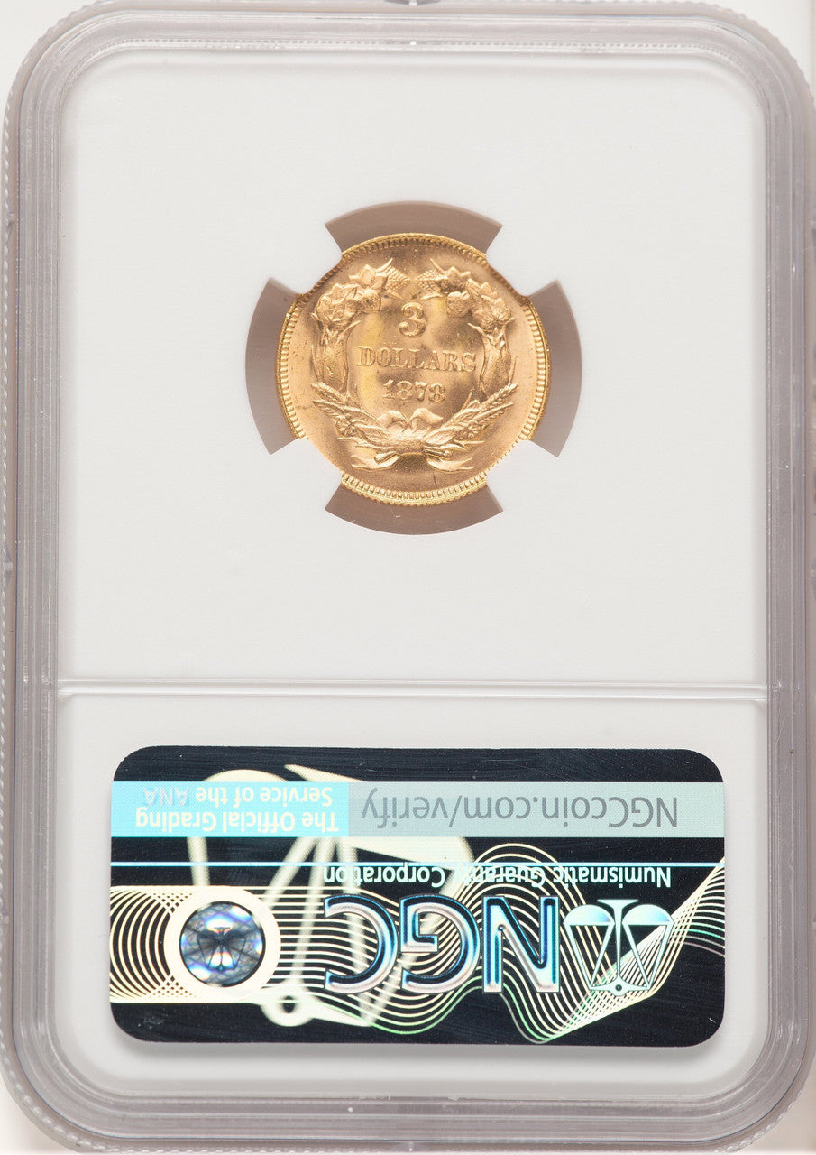 1878 $3 Three Dollar Gold Pieces NGC MS66+