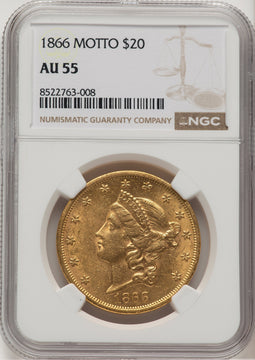 1866 $20 Liberty Double Eagle NGC AU55 (774742056)