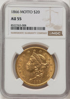 1866 $20 Liberty Double Eagle NGC AU55 (774742056)