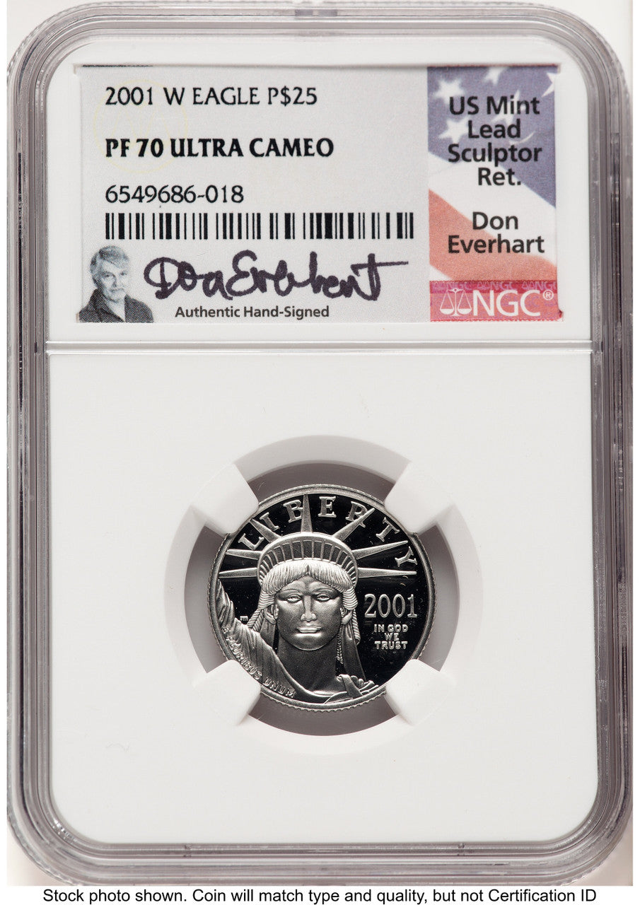 2001-W Proof Platinum Eagle 1/4 oz Don Everhart NGC PF70