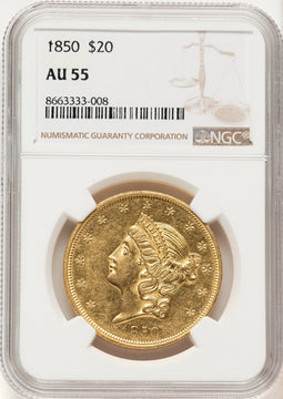 1850 $20 Liberty Double Eagle NGC AU55 (774788001)