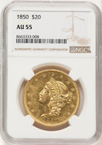 1850 $20 Liberty Double Eagle NGC AU55 (774788001)