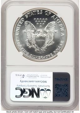 1992 Silver Eagle Brown Label NGC MS70