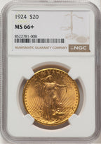 1924 $20 Saint Saint-Gaudens Double Eagle NGC MS66+ (774806004)