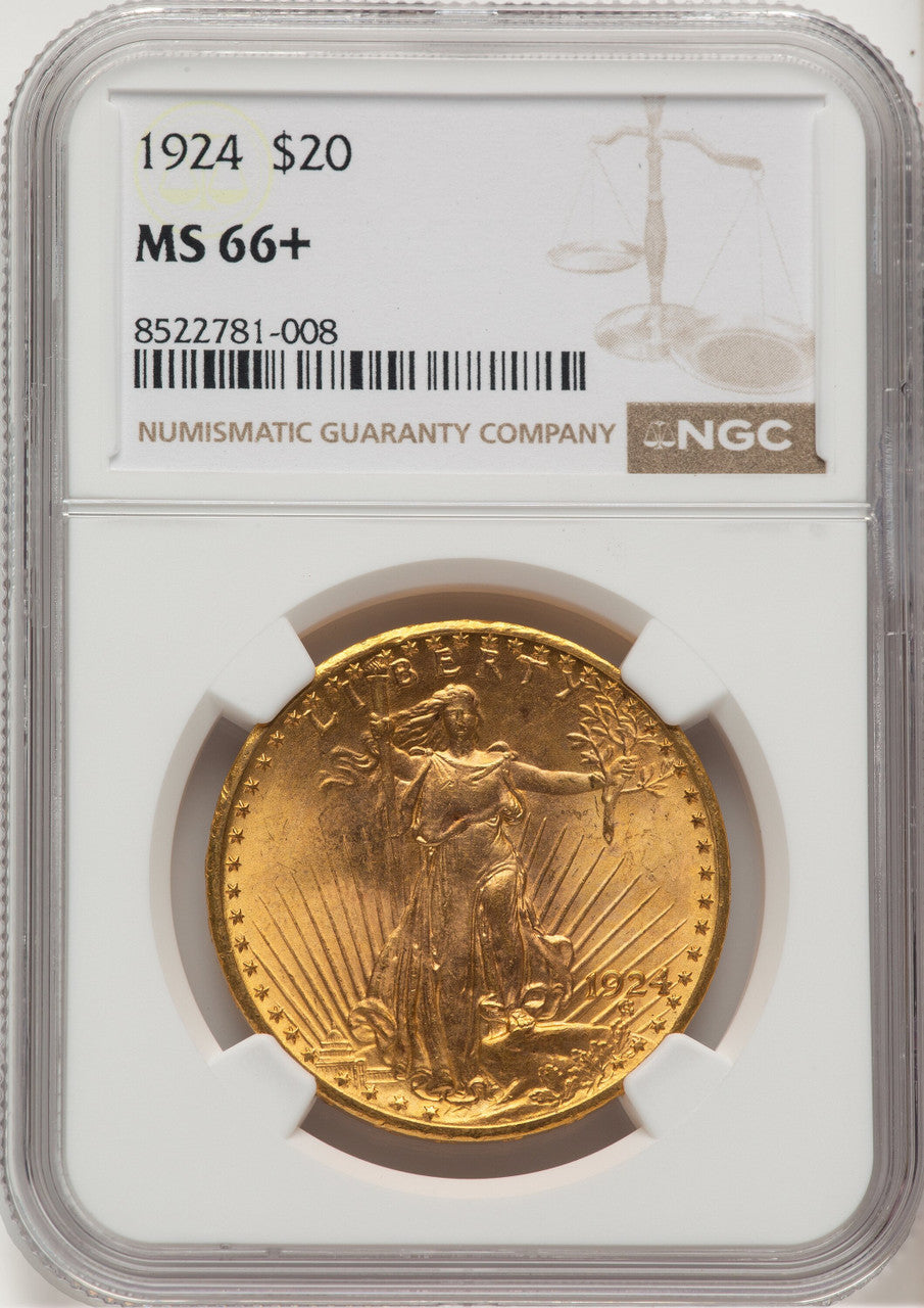 1924 $20 Saint Saint-Gaudens Double Eagle NGC MS66+ (774806004)