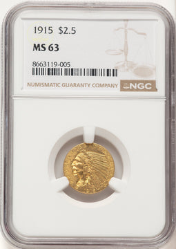 1915 $2.50 Indian Quarter Eagle NGC MS63 (774812001)