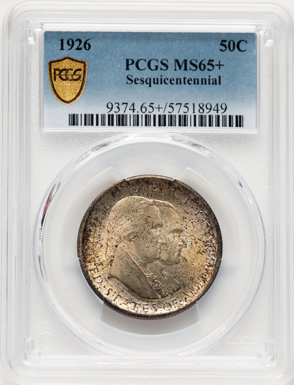1926 50C Sesquicentennial Commemorative Silver PCGS MS65+