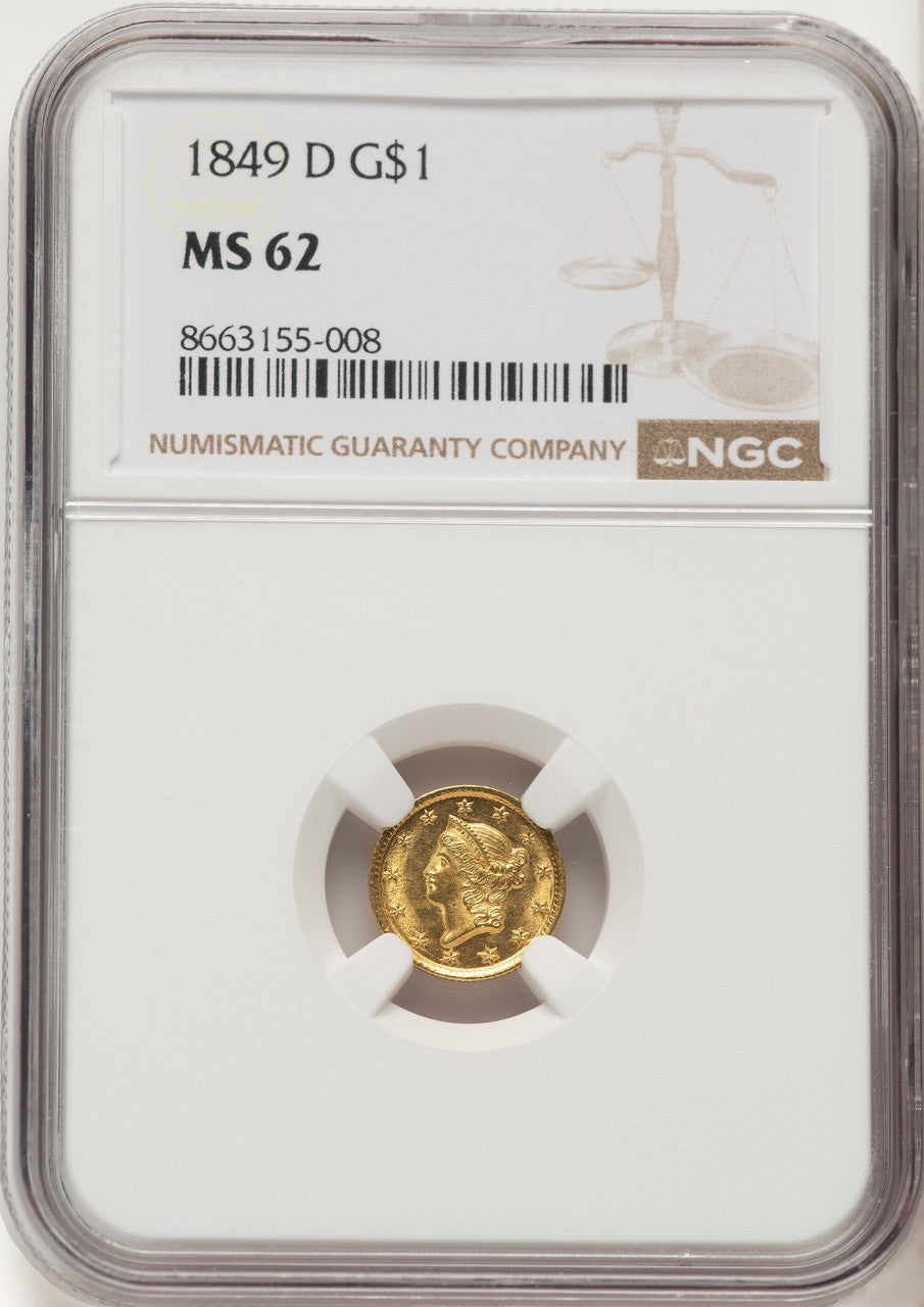1849-D G$1 Gold Dollar NGC MS62 (774883014)