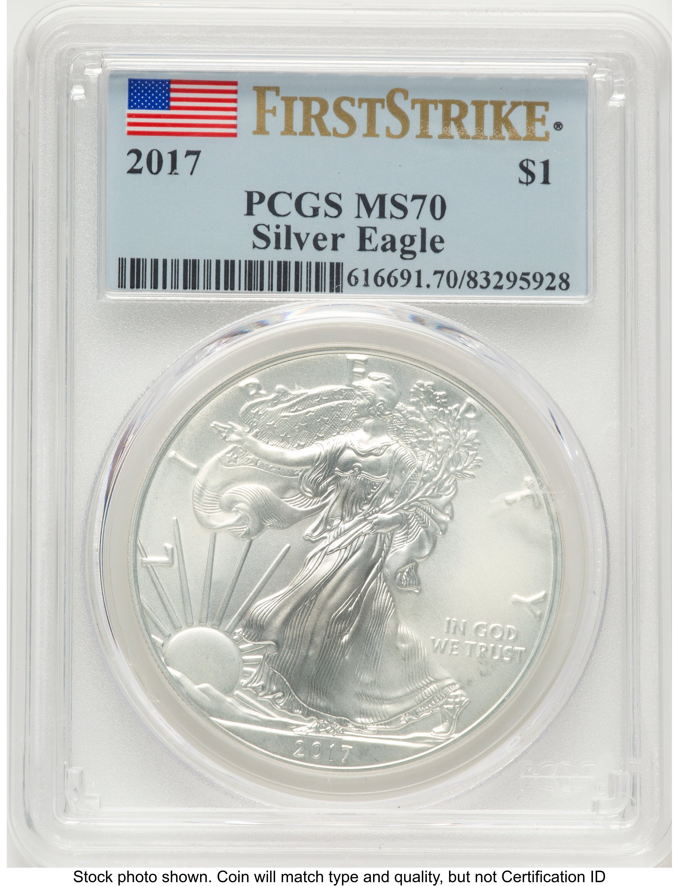 2017 Silver Eagle FS Flag PCGS MS70