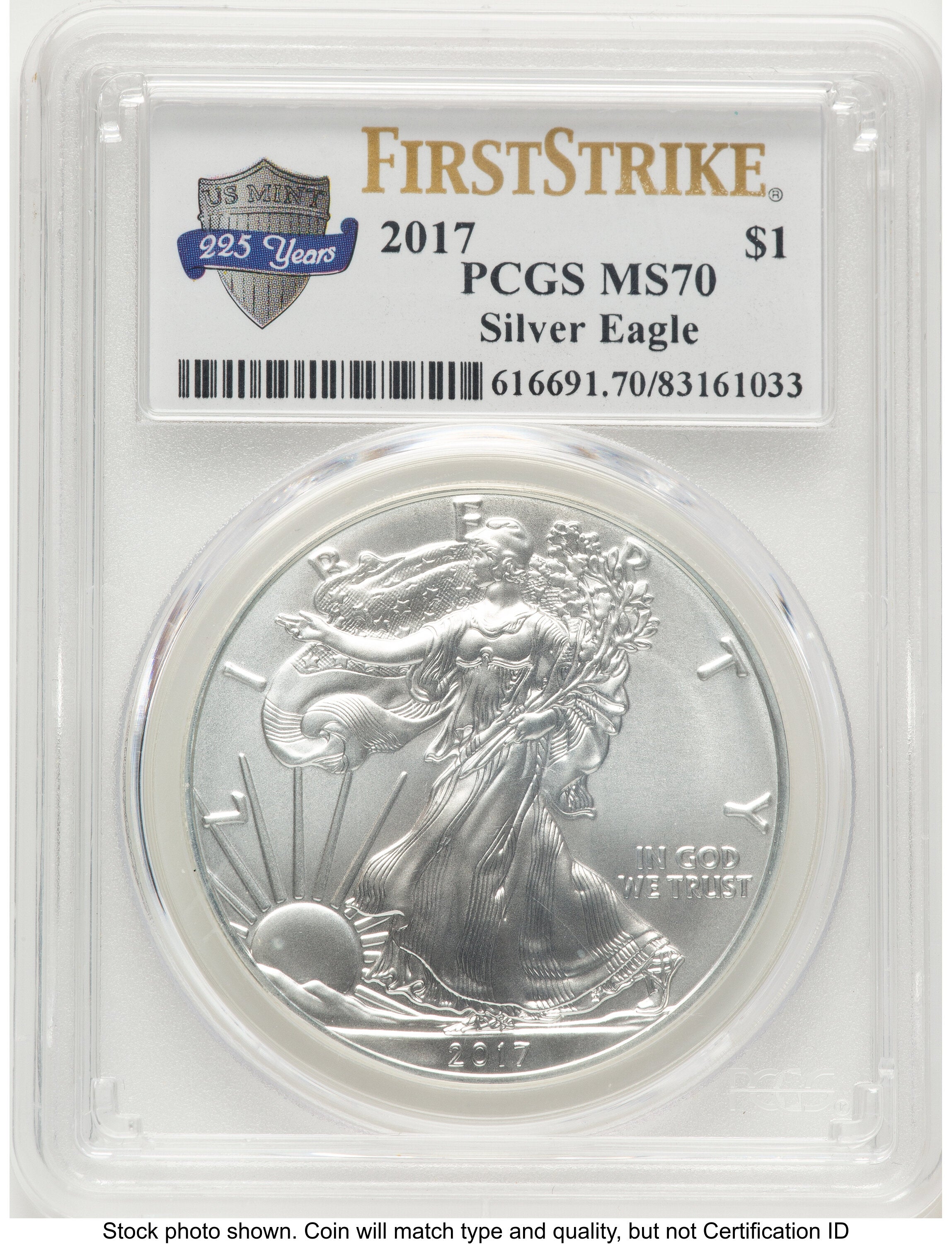 2017 Silver Eagle FS 225th Anniversary Label PCGS MS70