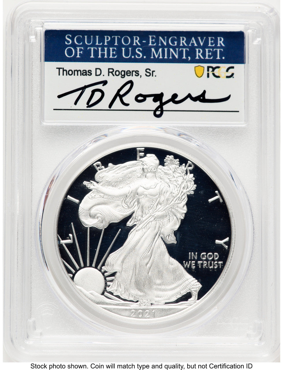 2021-W TY1 Proof Silver Eagle 1 oz TD Rogers PCGS PR70