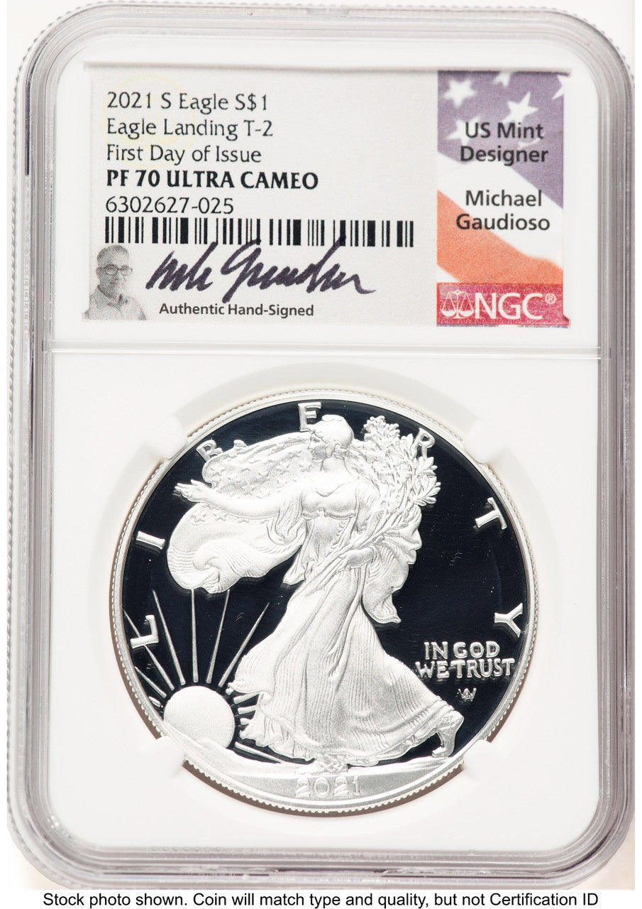 2021-S TY2 Proof Silver Eagle 1 oz FDI Michael Gaudioso NGC PF70 (774957032)
