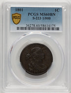 1801 1C 1/000 S-223 BN Large Cent PCGS MS60