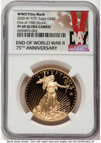 2020-W Proof Gold Eagle V75 Privy One of 1945 Struck 1 oz V-Day Label NGC PF69