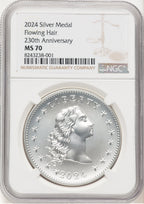 2024-(P) Silver 230th Anniversary Flowing Hair Medal NGC MS70