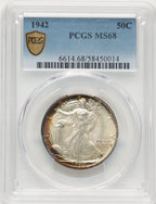 1942 50C Blue Gradient Walking Liberty Half Dollar PCGS MS68