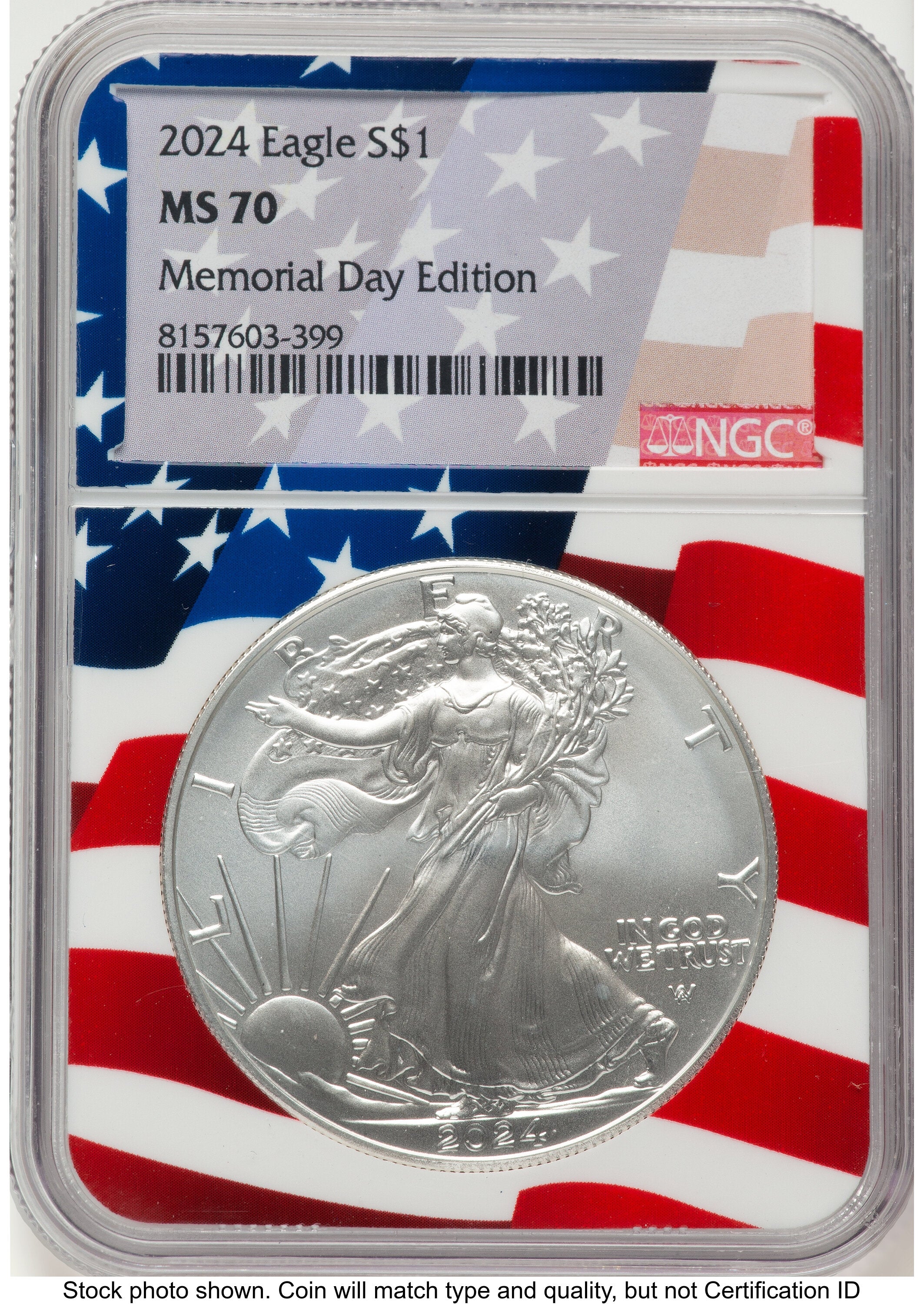 2024 Silver Eagle Flag Core Memorial Day Edition NGC MS70