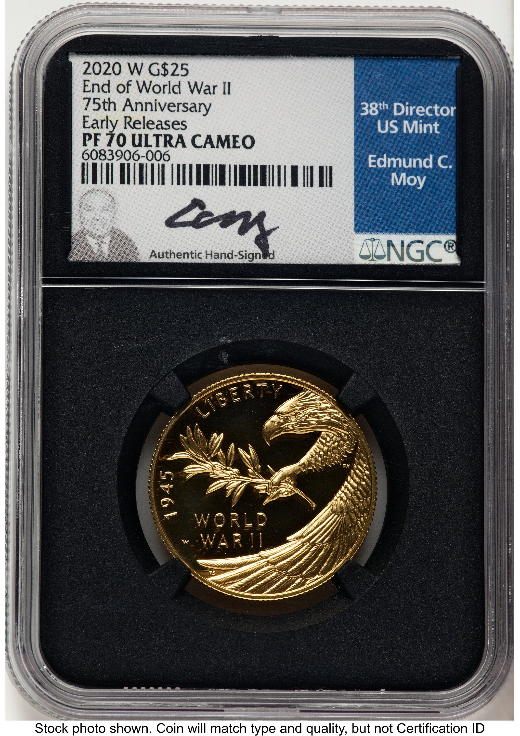 2020-W 1/2 oz Proof Gold End of World War II 75th Anniversary ER NGC PF70 Ed Moy