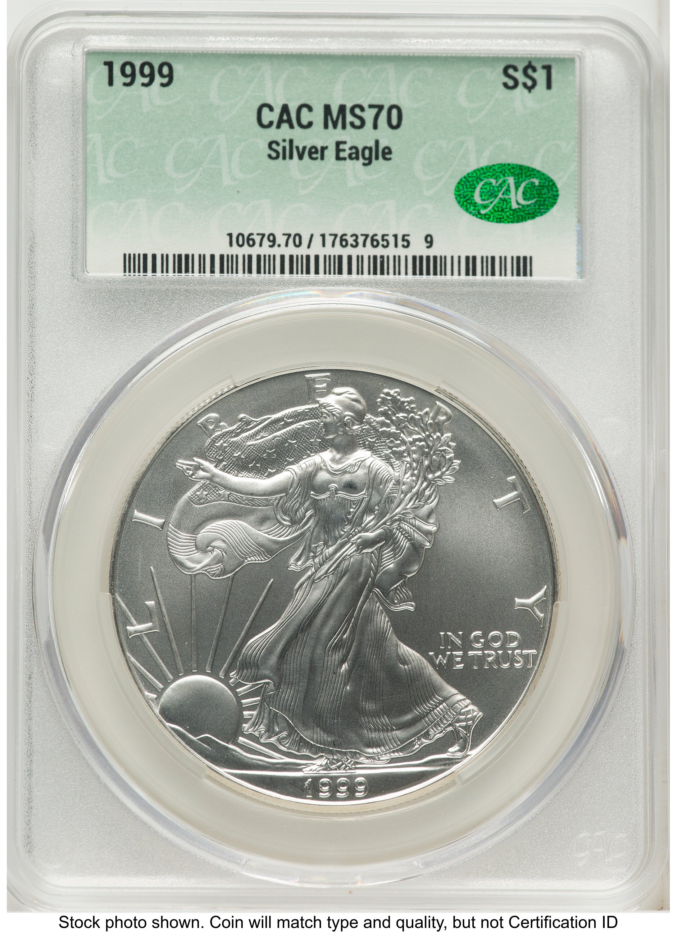 1999 Silver Eagle Non Designation CACG MS70