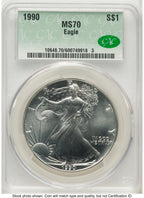 1990 Silver Eagle Non Designation CACG MS70