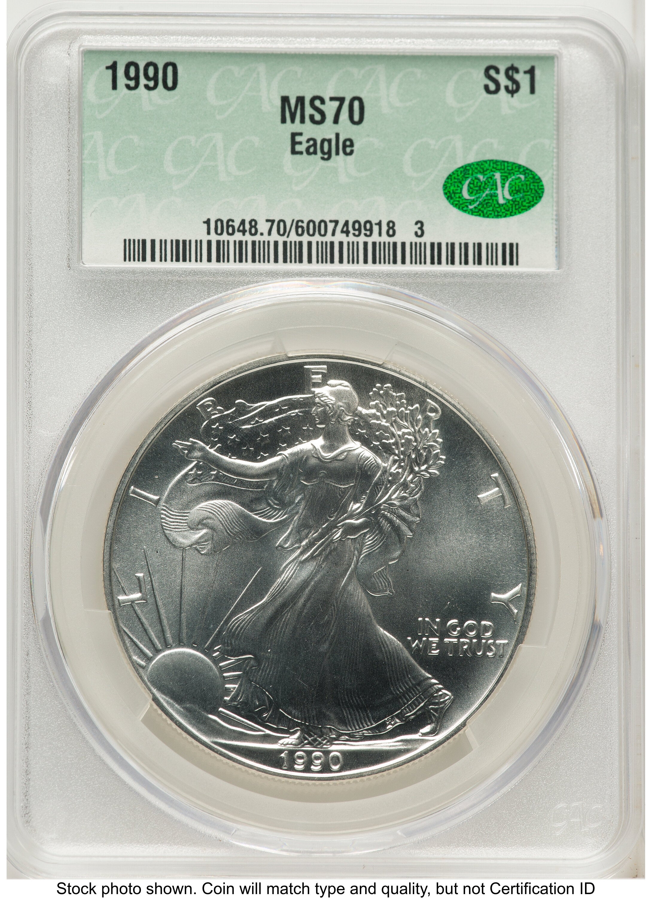 1990 Silver Eagle Non Designation CACG MS70