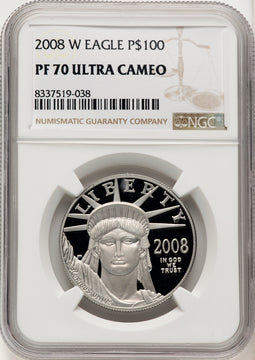 2008-W Proof Platinum Eagle 1 oz Brown Label NGC PF70