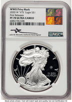 2020-W Proof Silver Eagle V75 Privy 1 oz FR John Reagan Bust Art NGC PF70 Mercanti