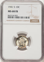 1941-S 10C FB Mercury Dime NGC MS68 (775405005)