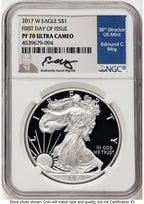 2017-W Proof Silver Eagle 1 oz FDI NGC PF70 Ed Moy
