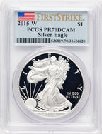 2015-W Proof Silver Eagle 1 oz FS Flag PCGS PR70
