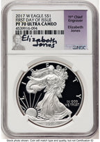 2017-W Proof Silver Eagle 1 oz FDI Elizabeth Jones NGC PF70