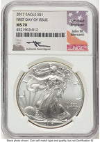 2017 Silver Eagle FDI John NGC MS70 Mercanti