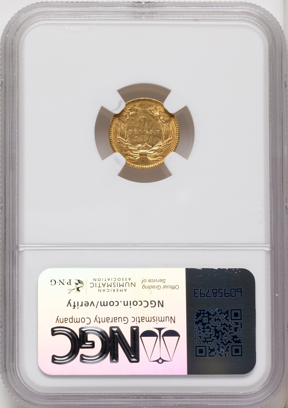 1855 G$1 Type Two Gold Dollar NGC AU55