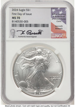 2024 Silver Eagle FDI Kenneth Bressett Portrait NGC MS70