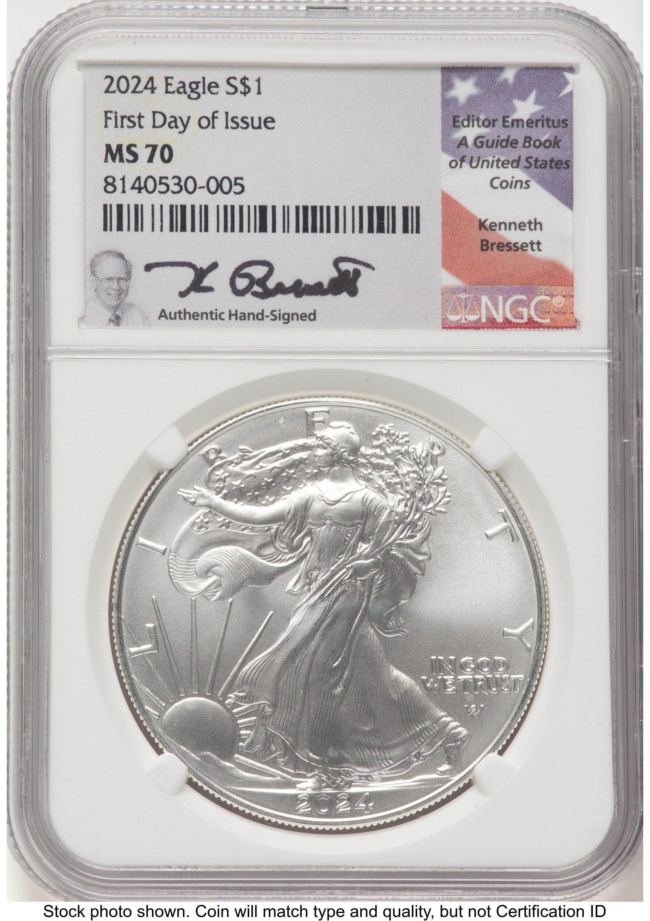 2024 Silver Eagle FDI Kenneth Bressett Portrait NGC MS70